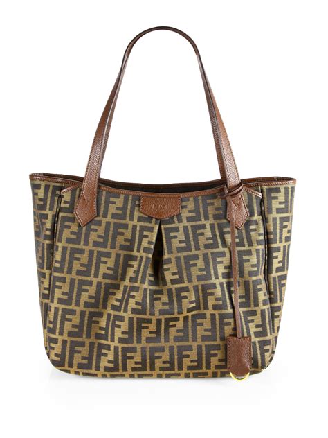 fendi zucca tote sale|Fendi zucca shopper tote.